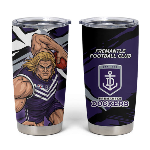 Fremantle Football Club Tumbler Cup Dockers Muscular Mascot Graphic - Abstract Paint Splatter Art