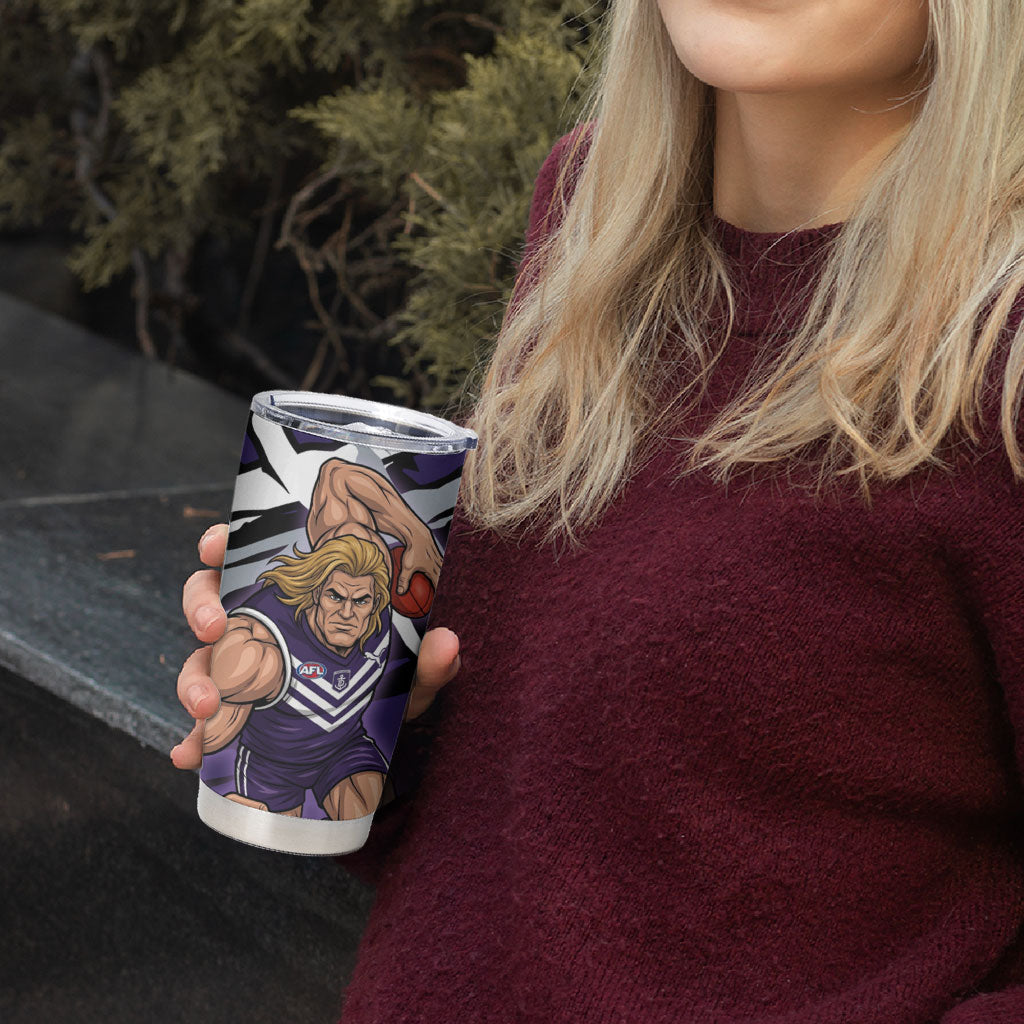 Fremantle Football Club Tumbler Cup Dockers Muscular Mascot Graphic - Abstract Paint Splatter Art