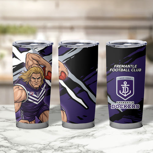 Fremantle Football Club Tumbler Cup Dockers Muscular Mascot Graphic - Abstract Paint Splatter Art