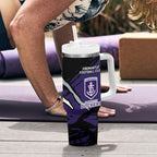 Fremantle Football Club Tumbler With Handle Dockers Muscular Mascot Graphic - Abstract Paint Splatter Art