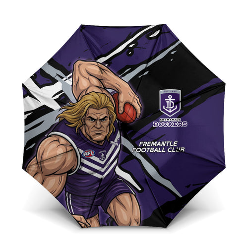 Fremantle Football Club Umbrella Dockers Muscular Mascot Graphic - Abstract Paint Splatter Art