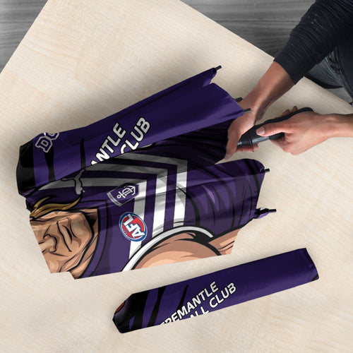 Fremantle Football Club Umbrella Dockers Muscular Mascot Graphic - Abstract Paint Splatter Art