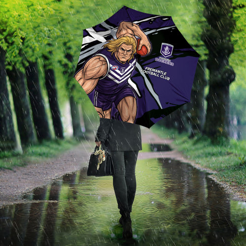 Fremantle Football Club Umbrella Dockers Muscular Mascot Graphic - Abstract Paint Splatter Art