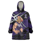 Fremantle Football Club Wearable Blanket Hoodie Dockers Muscular Mascot Graphic - Abstract Paint Splatter Art