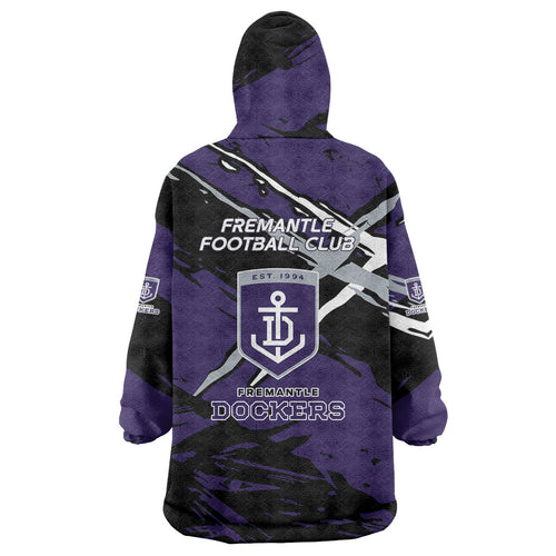 Fremantle Football Club Wearable Blanket Hoodie Dockers Muscular Mascot Graphic - Abstract Paint Splatter Art