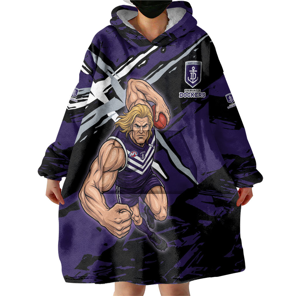 Fremantle Football Club Wearable Blanket Hoodie Dockers Muscular Mascot Graphic - Abstract Paint Splatter Art