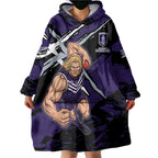 Fremantle Football Club Wearable Blanket Hoodie Dockers Muscular Mascot Graphic - Abstract Paint Splatter Art