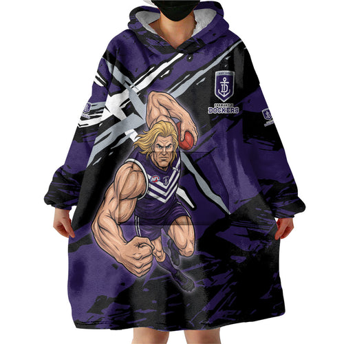Fremantle Football Club Wearable Blanket Hoodie Dockers Muscular Mascot Graphic - Abstract Paint Splatter Art