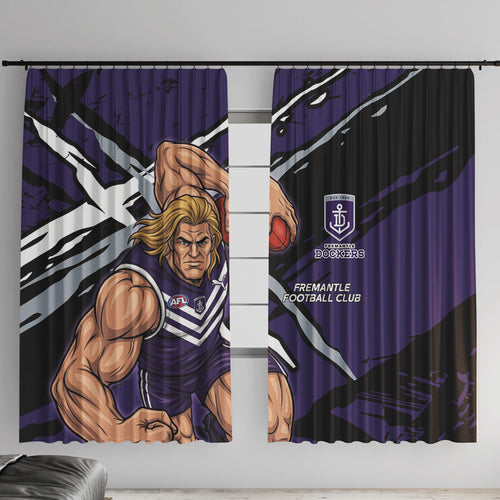 Fremantle Football Club Window Curtain Dockers Muscular Mascot Graphic - Abstract Paint Splatter Art