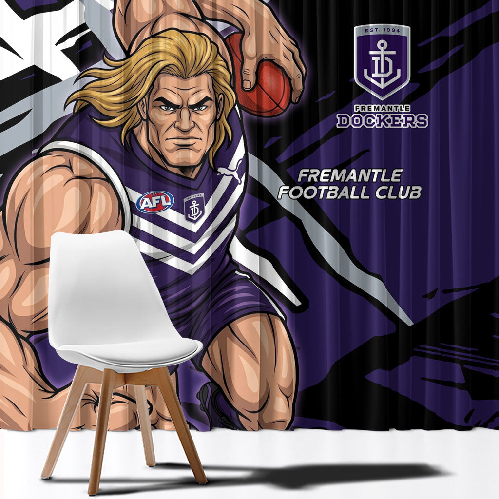 Fremantle Football Club Window Curtain Dockers Muscular Mascot Graphic - Abstract Paint Splatter Art