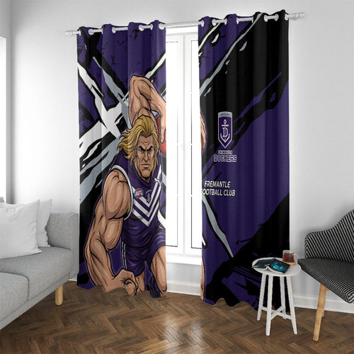 Fremantle Football Club Window Curtain Dockers Muscular Mascot Graphic - Abstract Paint Splatter Art