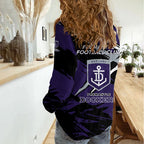 Fremantle Football Club Women Casual Shirt Dockers Muscular Mascot Graphic - Abstract Paint Splatter Art