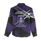 Fremantle Football Club Women Casual Shirt Dockers Muscular Mascot Graphic - Abstract Paint Splatter Art