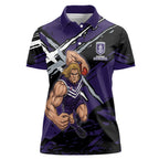 Fremantle Football Club Women Polo Shirt Dockers Muscular Mascot Graphic - Abstract Paint Splatter Art