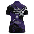 Fremantle Football Club Women Polo Shirt Dockers Muscular Mascot Graphic - Abstract Paint Splatter Art