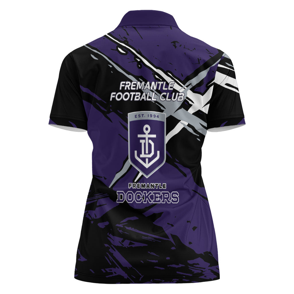 Fremantle Football Club Women Polo Shirt Dockers Muscular Mascot Graphic - Abstract Paint Splatter Art
