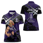Fremantle Football Club Women Polo Shirt Dockers Muscular Mascot Graphic - Abstract Paint Splatter Art