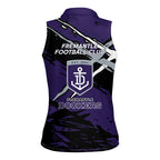 Fremantle Football Club Women Sleeveless Polo Shirt Dockers Muscular Mascot Graphic - Abstract Paint Splatter Art