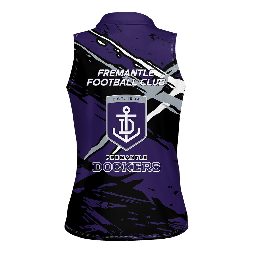 Fremantle Football Club Women Sleeveless Polo Shirt Dockers Muscular Mascot Graphic - Abstract Paint Splatter Art