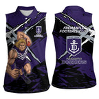 Fremantle Football Club Women Sleeveless Polo Shirt Dockers Muscular Mascot Graphic - Abstract Paint Splatter Art