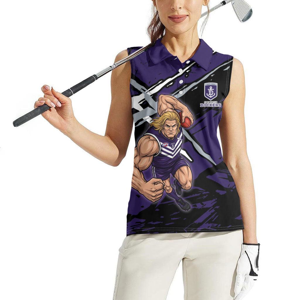 Fremantle Football Club Women Sleeveless Polo Shirt Dockers Muscular Mascot Graphic - Abstract Paint Splatter Art