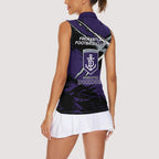 Fremantle Football Club Women Sleeveless Polo Shirt Dockers Muscular Mascot Graphic - Abstract Paint Splatter Art