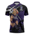 Fremantle Football Club Zipper Polo Shirt Dockers Muscular Mascot Graphic - Abstract Paint Splatter Art
