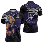 Fremantle Football Club Zipper Polo Shirt Dockers Muscular Mascot Graphic - Abstract Paint Splatter Art