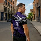 Fremantle Football Club Zipper Polo Shirt Dockers Muscular Mascot Graphic - Abstract Paint Splatter Art