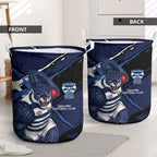 Geelong Football Club Laundry Basket Cats Muscular Mascot Graphic - Abstract Paint Splatter Art