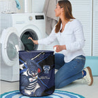 Geelong Football Club Laundry Basket Cats Muscular Mascot Graphic - Abstract Paint Splatter Art