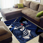 Geelong Football Club Area Rug Cats Muscular Mascot Graphic - Abstract Paint Splatter Art