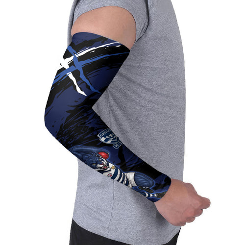 Geelong Football Club Arm Sleeves Cats Muscular Mascot Graphic - Abstract Paint Splatter Art