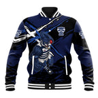 Geelong Football Club Baseball Jacket Cats Muscular Mascot Graphic - Abstract Paint Splatter Art