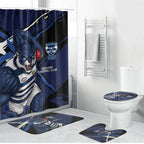 Geelong Football Club Bathroom Set Cats Muscular Mascot Graphic - Abstract Paint Splatter Art