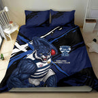 Geelong Football Club Bedding Set Cats Muscular Mascot Graphic - Abstract Paint Splatter Art