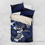 Geelong Football Club Bedding Set Cats Muscular Mascot Graphic - Abstract Paint Splatter Art