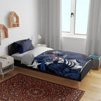 Geelong Football Club Bedding Set Cats Muscular Mascot Graphic - Abstract Paint Splatter Art