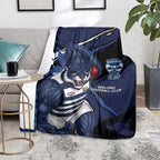 Geelong Football Club Blanket Cats Muscular Mascot Graphic - Abstract Paint Splatter Art