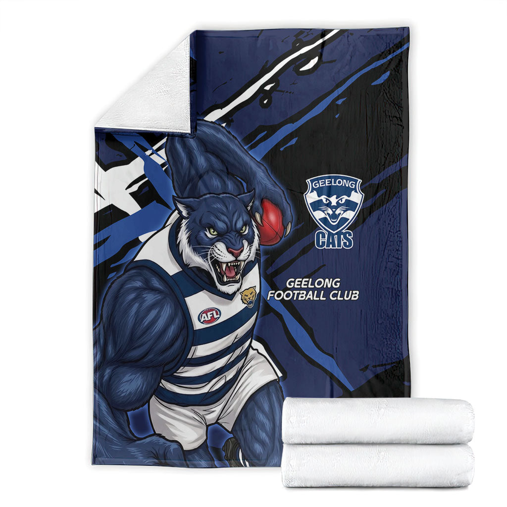 Geelong Football Club Blanket Cats Muscular Mascot Graphic - Abstract Paint Splatter Art