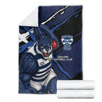 Geelong Football Club Blanket Cats Muscular Mascot Graphic - Abstract Paint Splatter Art
