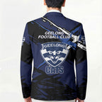Geelong Football Club Blazer Cats Muscular Mascot Graphic - Abstract Paint Splatter Art