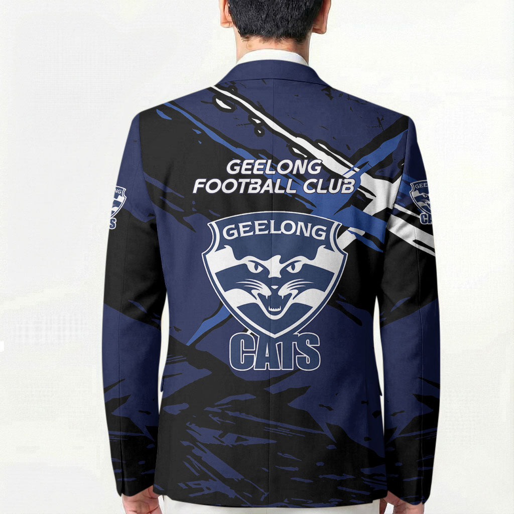 Geelong Football Club Blazer Cats Muscular Mascot Graphic - Abstract Paint Splatter Art