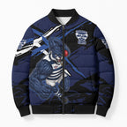Geelong Football Club Bomber Puffer Jacket Cats Muscular Mascot Graphic - Abstract Paint Splatter Art