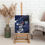 Geelong Football Club Canvas Wall Art Cats Muscular Mascot Graphic - Abstract Paint Splatter Art