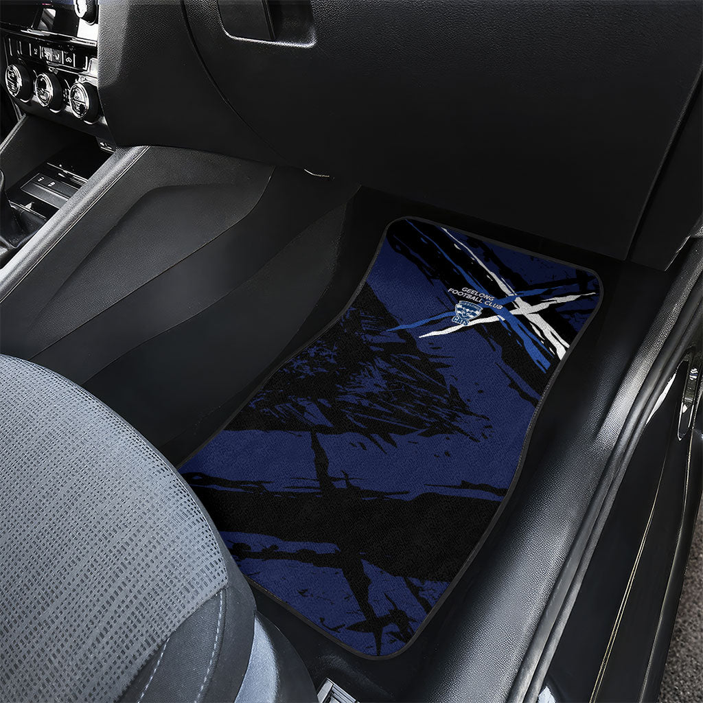 Geelong Football Club Car Mats Cats Muscular Mascot Graphic - Abstract Paint Splatter Art
