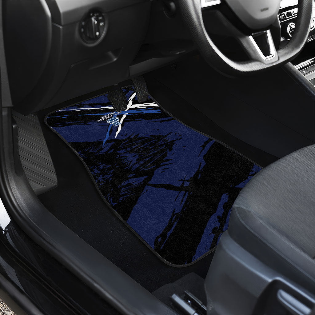 Geelong Football Club Car Mats Cats Muscular Mascot Graphic - Abstract Paint Splatter Art