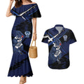 Geelong Football Club Couples Matching Mermaid Dress and Hawaiian Shirt Cats Muscular Mascot Graphic - Abstract Paint Splatter Art