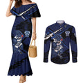 Geelong Football Club Couples Matching Mermaid Dress and Long Sleeve Button Shirt Cats Muscular Mascot Graphic - Abstract Paint Splatter Art