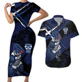 Geelong Football Club Couples Matching Short Sleeve Bodycon Dress and Hawaiian Shirt Cats Muscular Mascot Graphic - Abstract Paint Splatter Art